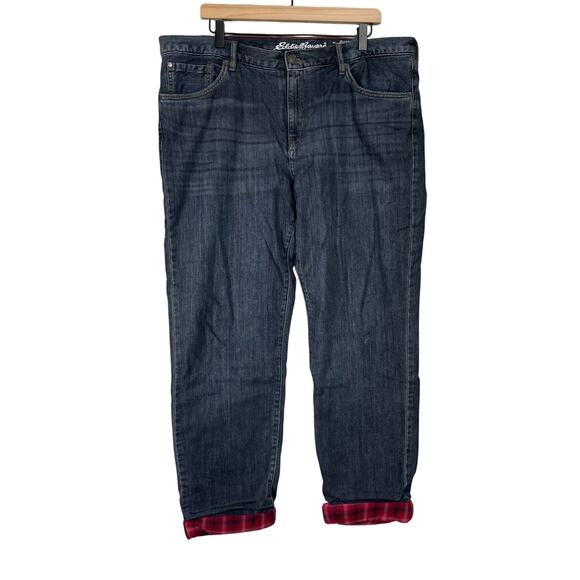 Eddie Bauer Women's Boyfriend Flannel Lined Utility Jeans - Size 16 - Plus Size - Picture 1 of 8